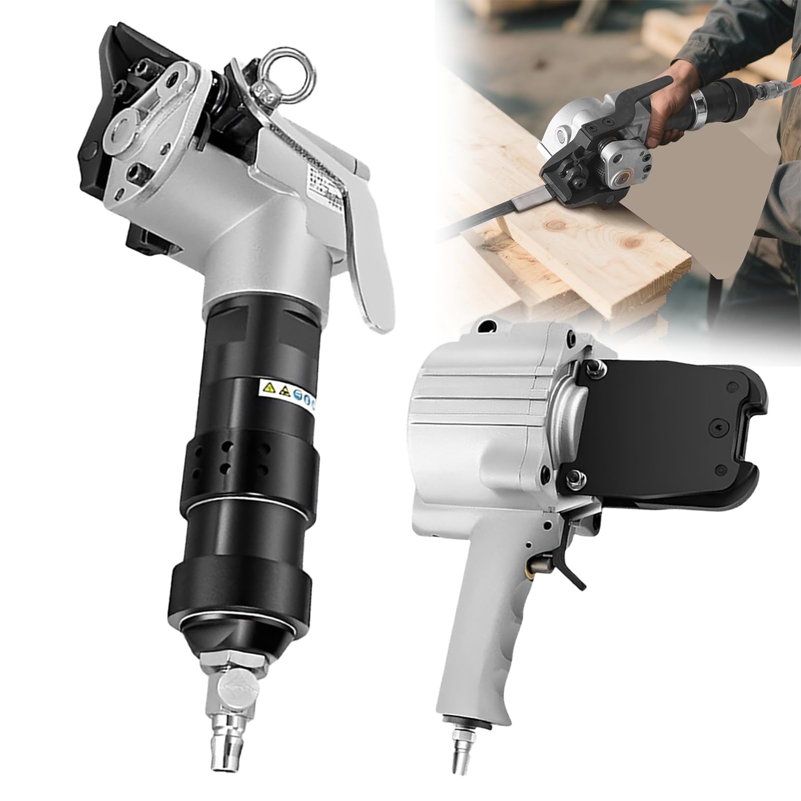 Pneumatische Stahlband-Werkzeug, Hochleistungs-Metallband-Maschine mit Spanner, Cutter & Sealer Split-Typ Ballenpresse für Umreifungsbreite bis zu 32mm