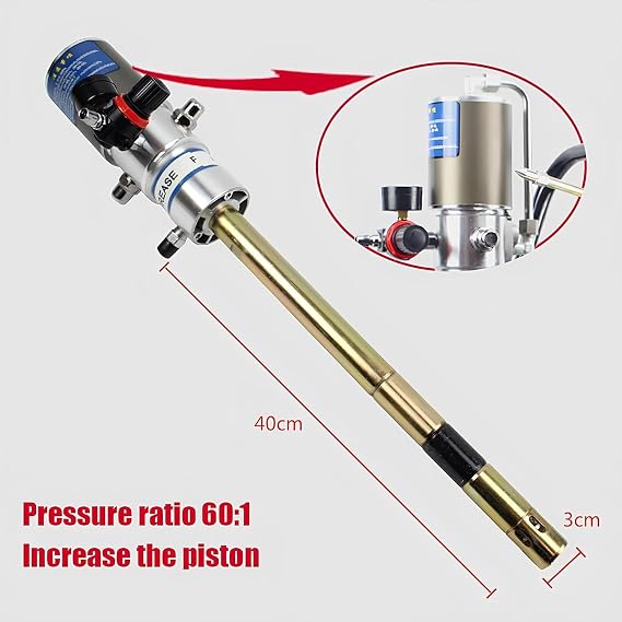 60:1 Air Operated Grease Pump, 5 Gallon 0.85L/Min Grease Pump, 24-48Mpa Portable Pneumatic Grease Filler Pump with 11 1/8 Rubber-Lined Follower Plate - Without Bucket(Yellow)