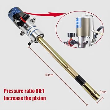 60:1 Air Operated Grease Pump, 5 Gallon 0.85L/Min Grease Pump, 24-48Mpa Portable Pneumatic Grease Filler Pump with 11 1/8 Rubber-Lined Follower Plate - Without Bucket(Yellow)
