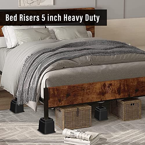 Montihold Bed Furniture Risers 5 Inch, Heavy Duty Bed Lifts In Heights Of 5 Inch, Supports Up To 3300 Lbs, Furniture Risers For Bed, Couch, Desk, Sofa, Chair, Table Legs Extenders (Set Of 6, Black) #TOP1