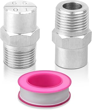 Flat Fan Spray Nozzle Tip, 3/8 BSPT Thread 304 Stainless Steel 65 Degree 0.66mm Orifice Diameter High Pressure Jet Nozzle 2 Pcs