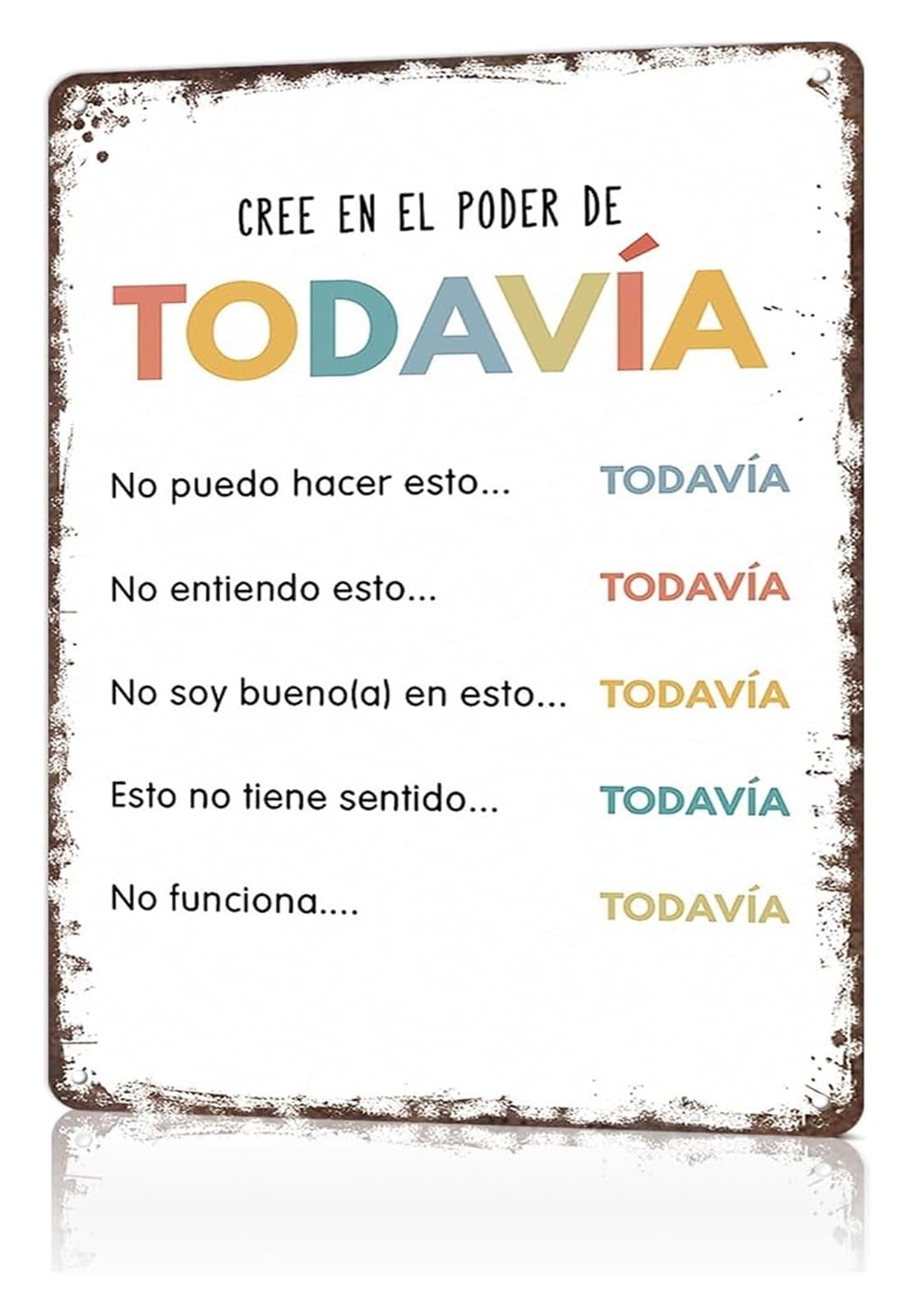 PKNVKZIDK Witty Spanish Power of Yet Tin Plate Novelty Sign for Garage Man Cave Pub Lounge 8 X 12 in