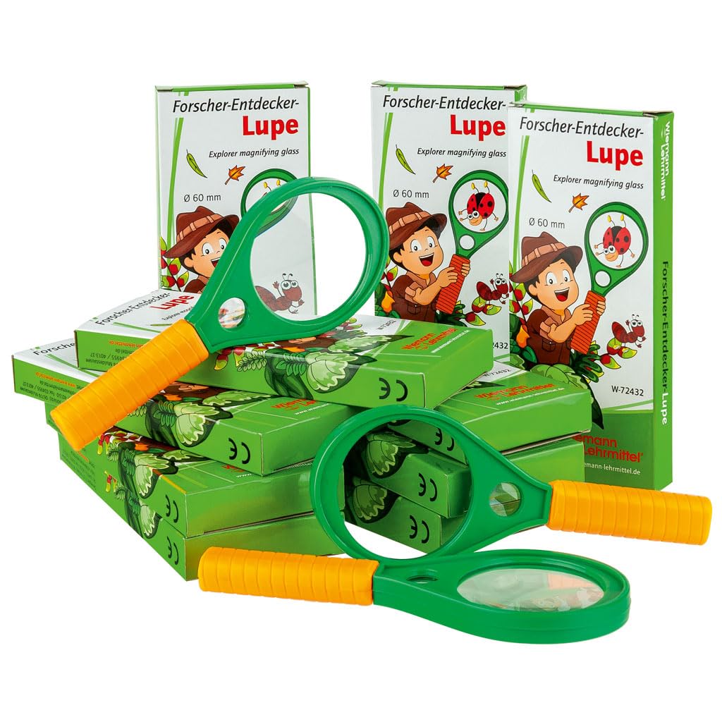 10er Set, Lupe, Ø 60 mm, 2- und 8-fache Vergrößerung, Forscher- und Entdecker-Lupe I Wiemann Lehrmittel (10)