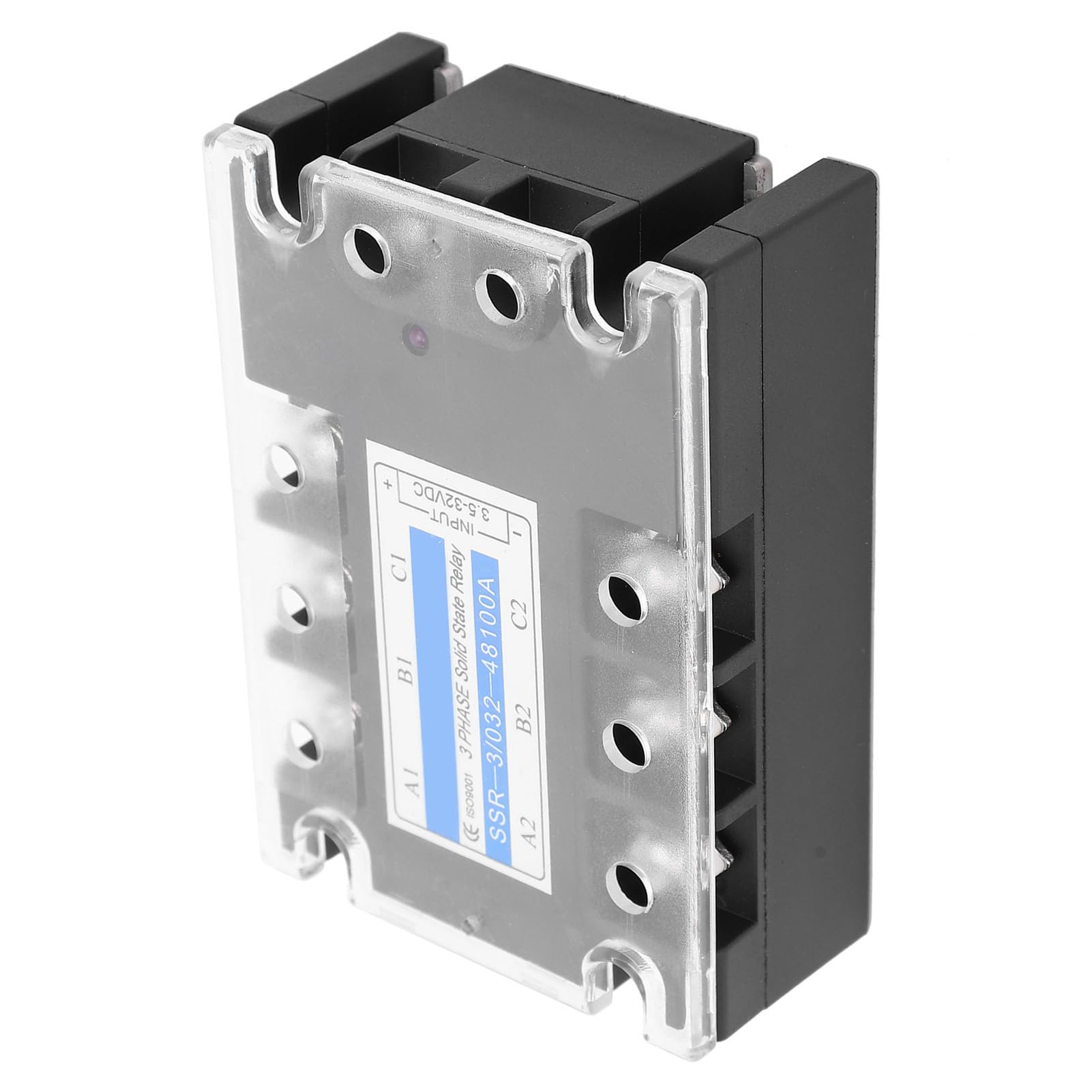 Relais statique triphasé SSR 3 D48100 100 A DC contrôle sortie AC 480 V avec indicateur LED coque ignifuge et couvercle de protection pour machines industrielles robustes