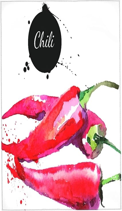Amazon Eilannaフェイスタオル 唐辛子のスパイシーな成分の手描き水彩イラスト ファイバー タオル 吸水速乾 耐久性 ふわふわ 肌触り 四季通用 フェイスタオル ホーム キッチン オンライン通販
