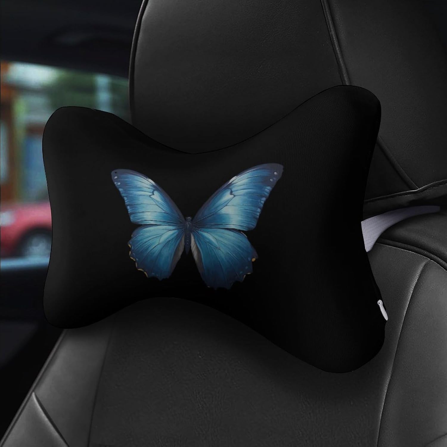 Blue Butterfly 2 Pack Car Neck Pillow Car Headrest Soft Car Pillow for Most Cars