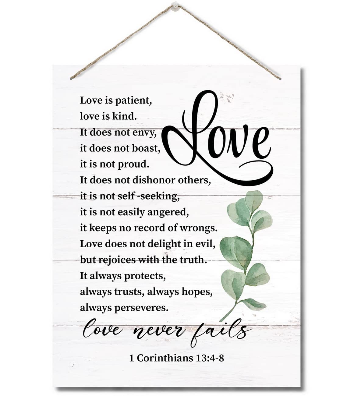 Photo 1 of 1 Corinthians 13:4-8 Inspirational Quote Decor Sign, Love is Patient Love is Kind, Hanging Printed Wall Plaque Wood Signs, Christian Scripture Prayer Wall Decor, Gift for Christian 10X7.8inch