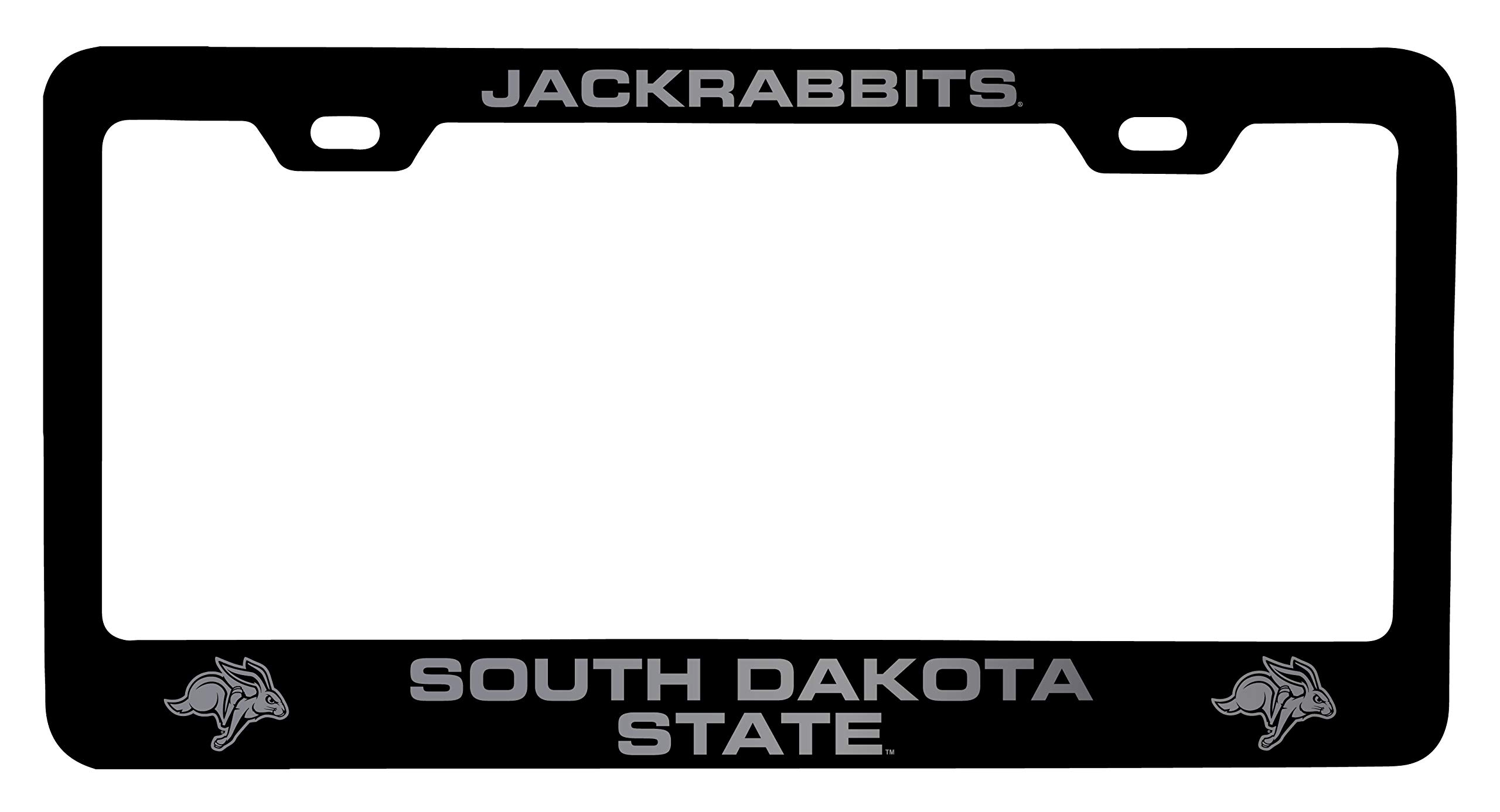 South Dakota State Jackrabbits Laser Engraved Metal License Plate Frame Black Officially Licensed Collegiate Product