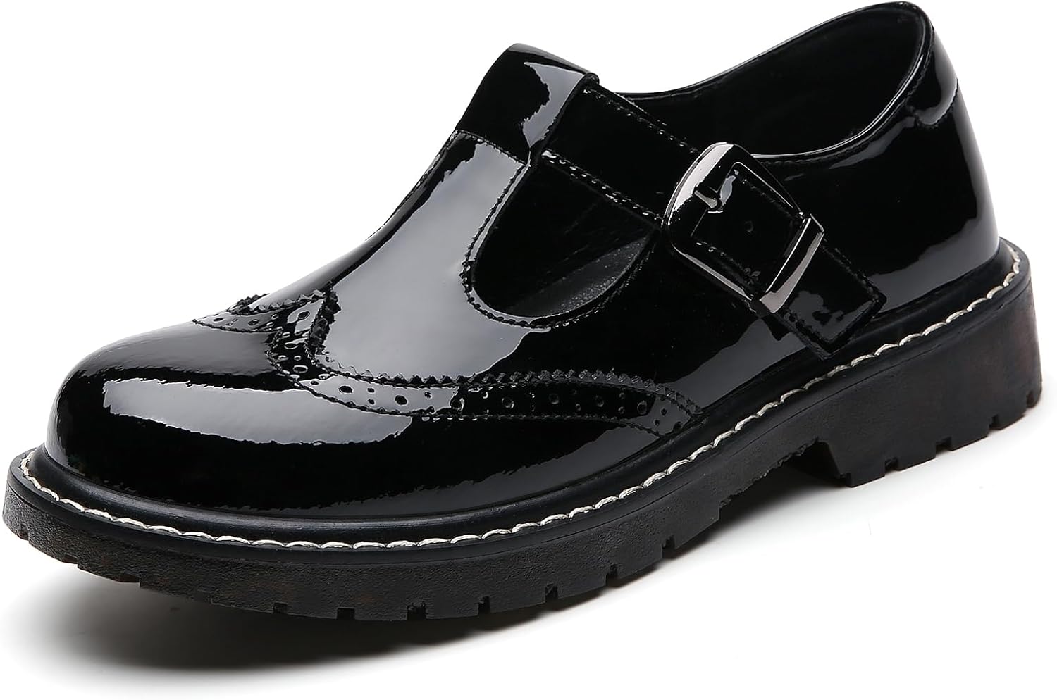 XMM Mary Jane Shoes Women Oxford Shoes Leather Round Toe Flats Non-Slip Ankle Buckle Strap Comfort Casual Dressy Cosplay Party School Work Shoes