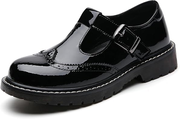 XMM Mary Jane Shoes Women Oxford Shoes Leather Round Toe Flats Non-Slip Ankle Buckle Strap Comfort Casual Dressy Cosplay Party School Work Shoes