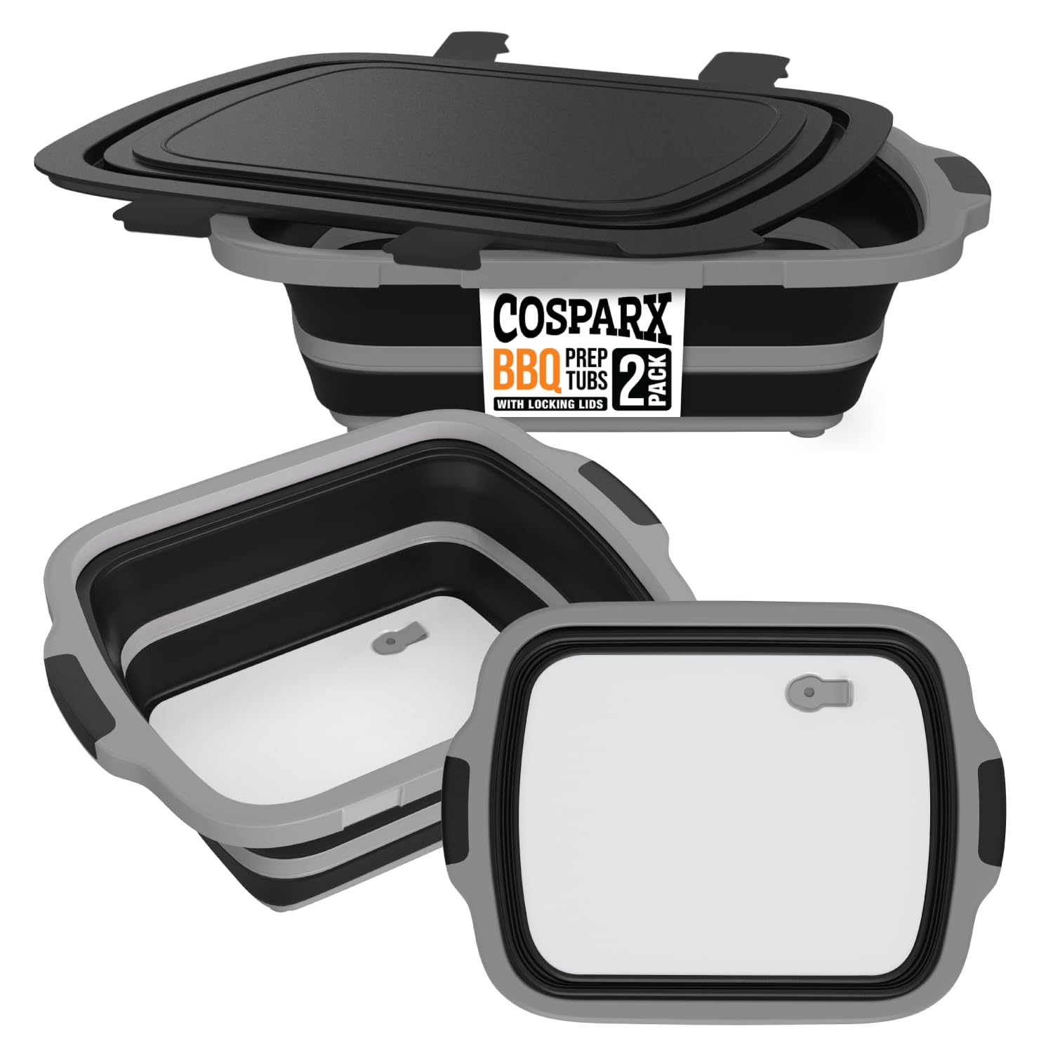 2-Pack XL Collapsible BBQ Prep Tub