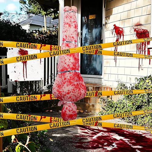 SilverChry Cadavere appeso per Halloween, cadaveri finti, accessori di scena per Halloween, set per fotografia, decorazione da giardino, casa fantasma di Halloween, sacco da giardino