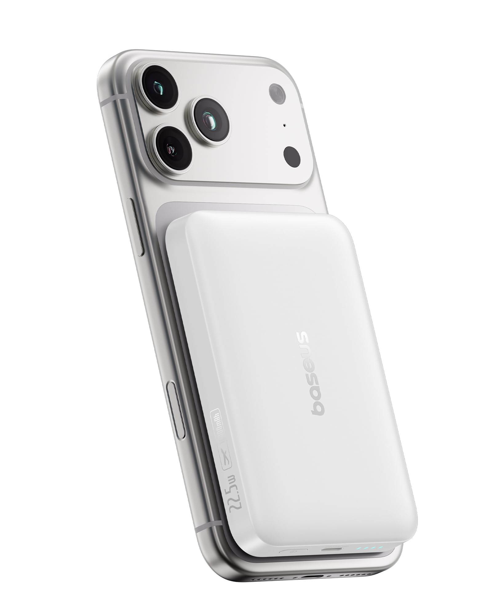 Baseus Enerfill FM11 MagSafe Powerbank 10000mAh 22.5W Batterie Externe Magnétique USB C, Batterie Portable sans Fil Mini Compatible avec iPhone 17/16/15/14/13/12/Pro/Pro Max, Blanc