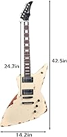 Vista 8 de KGD Relic Guitarra Eléctrica - Guitarra de Heavy Metal de 6 Cuerdas con Cejuela de Hueso, Guitarra Eléctrica Profesional para Adultos