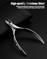 Vista 5 de FERYES Full Jaw Cuticle Trimmer - Heavy Duty Nail Cuticle Cutter Clipper with Built-in Spring - Precision Cuticle Remover Tool for Perfect Nails