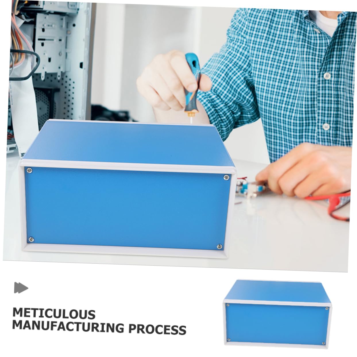 Scatola Derivazione Interna in Metallo Blu per Applicazione Elettronica