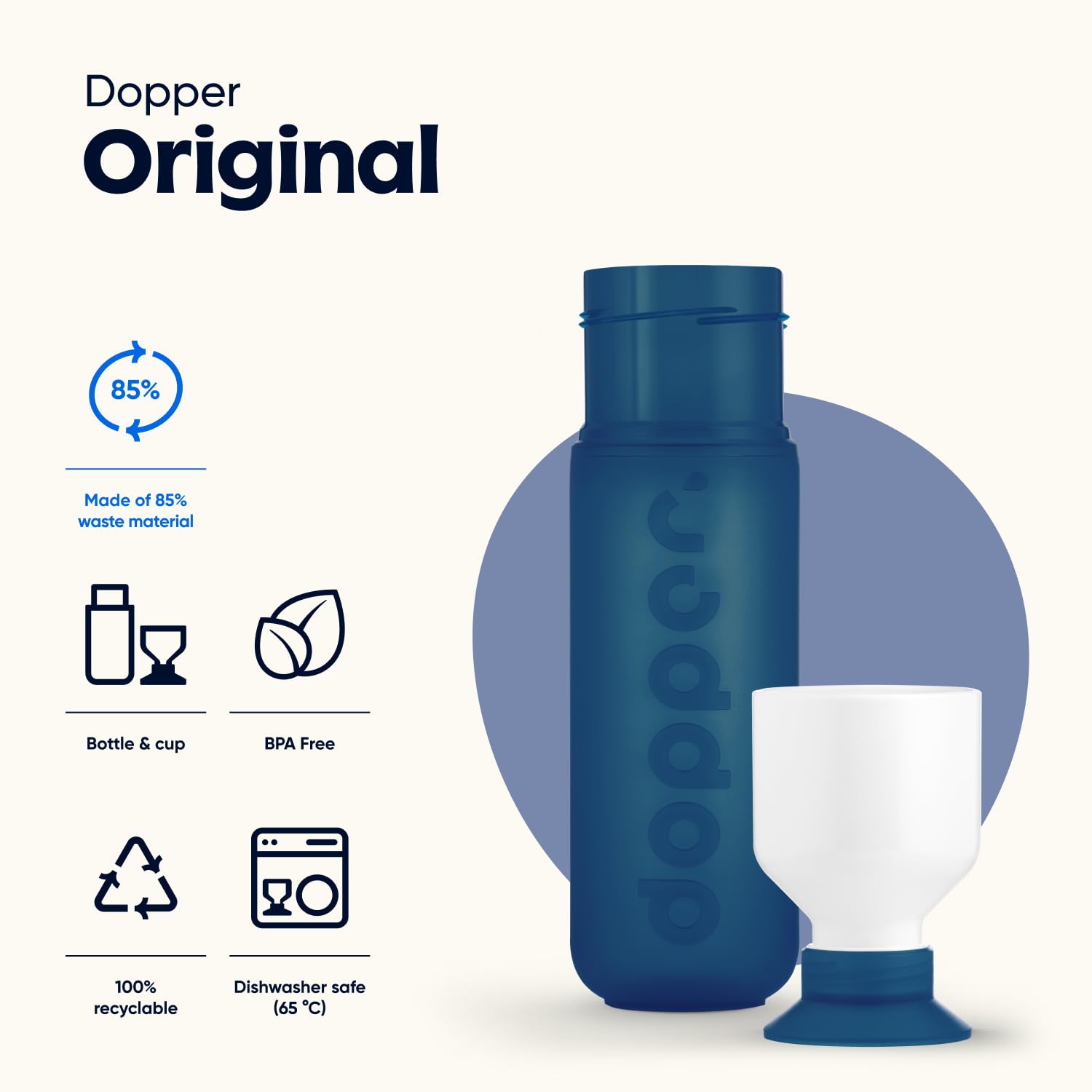 Dopper Original drinking bottle Cosmic Storm 450ml, BPA-free bottle, leak-proof, reusable, slim, lightweight - Image 3