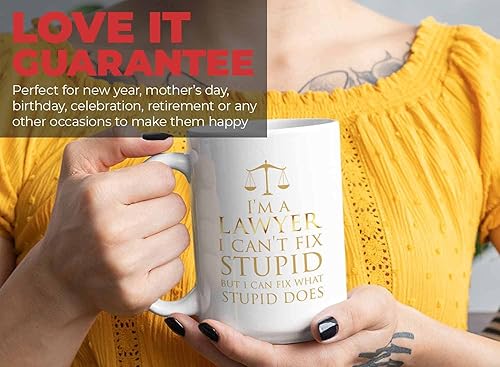 Miniatura 7 de Bubble Hugs Lawyer - Taza de café de 15 onzas, color blanco  I'm A lawyer I Can't Fix Stupid  Funny Witty Attorney US Court Feminist Law Juez Jurado