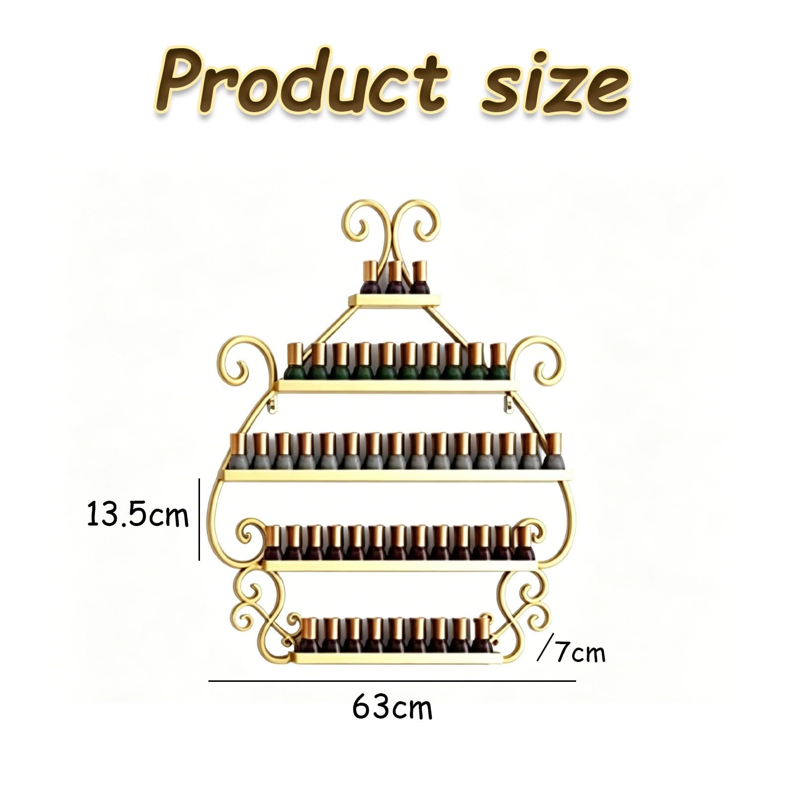 Wandmontiertes Nagellackregal aus Metall für ätherische Öle | 5-stufiges Nagellackaufbewahrungsregale, Nagellack-Display-Regal Wand Organizer Halter für Kosmetik(Gold)