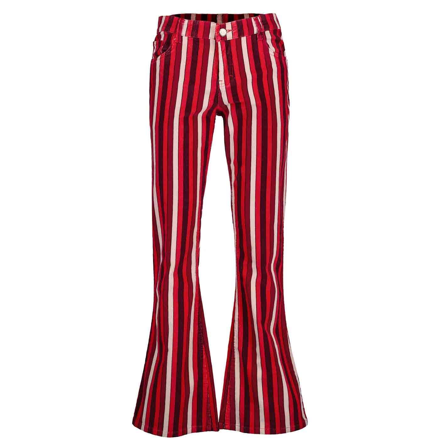 Madcap England Men's Red Retro Mod 60S 70S 1960S 1970S Sixties Seventies Stripe Cord Corduroy Flares Fla Pants Bell Bottoms Spectrum Mc1045 (30W / 30L, )