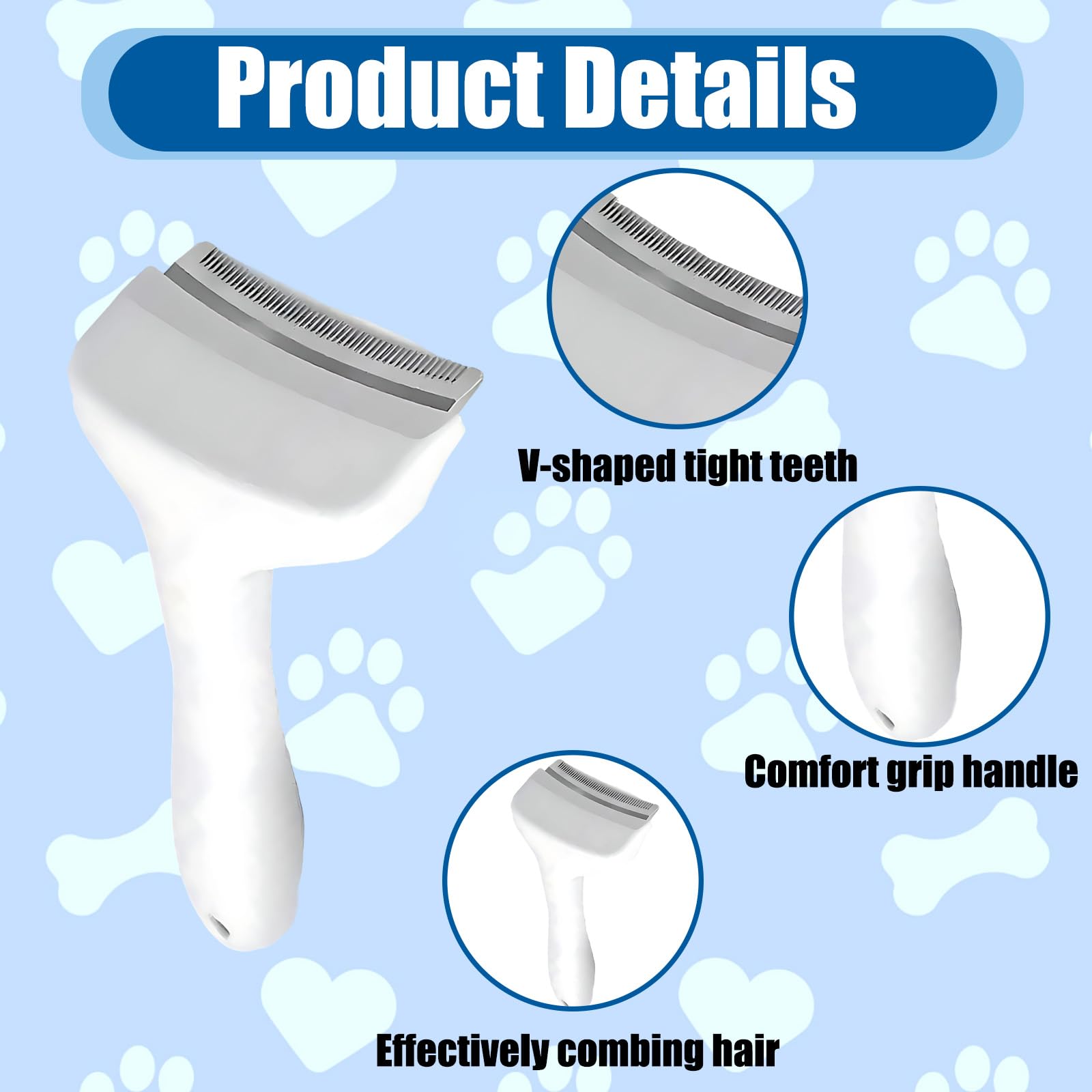 Dog Brushes for Shedding Deshedding Brush for Dogs V-Tooth Deshedding Comb for Pets Multifunctional Hair Removal Brush - Image 3