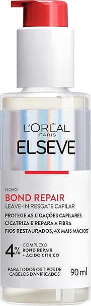 L'Oréal Paris Elseve Bond Repair Leave-In Finalizador Resgate Capilar com Ácido Cítrico e Glicina, Proteção Térmica 230°C, Controla Frizz e Reconstrói Ligações, 90ml Menor preço em L'Oréal Paris Elseve Bond Repair Leave-In Finalizador Resgate Capilar com Ácido Cítrico e Glicina, Proteção Térmica 230°C, Controla Frizz e Reconstrói Ligações, 90ml