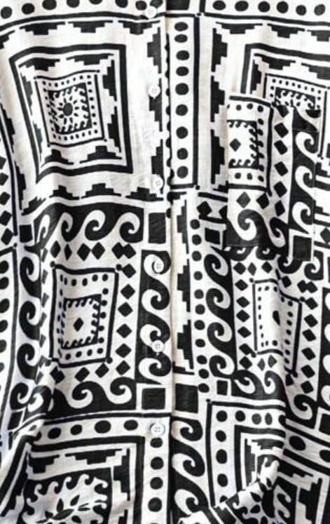 Image of Gufrina Women's Polyester Shirt with Pocket Half Raglan Sleeves Spread Collar Neck Geometric Printed Relaxed Fit and Standard Length