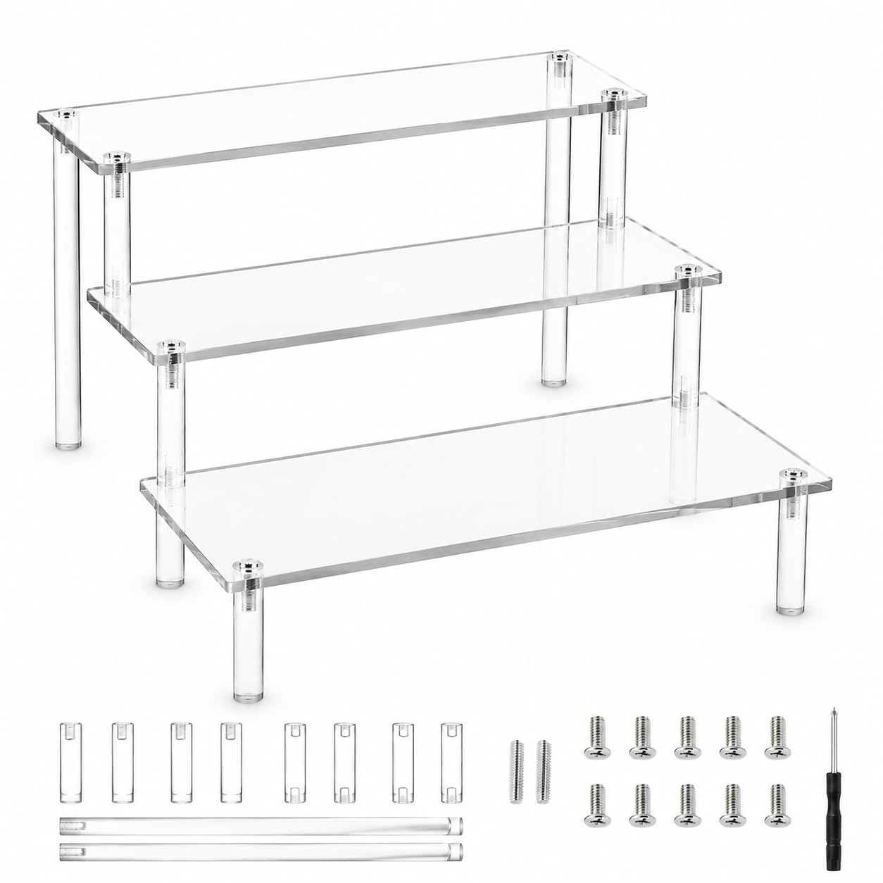 30cm 3-Tier Clear Acrylic Display Stand, Perfume Riser & Cologne Holder