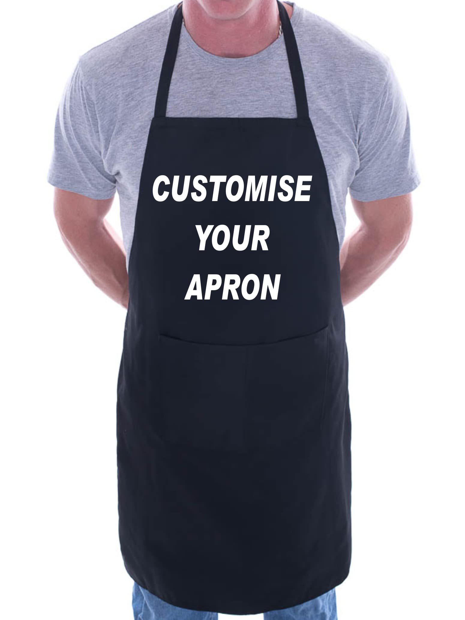 Print4U Customise Your Apron Any Name Here Any Words Here BBQ Cooking Black