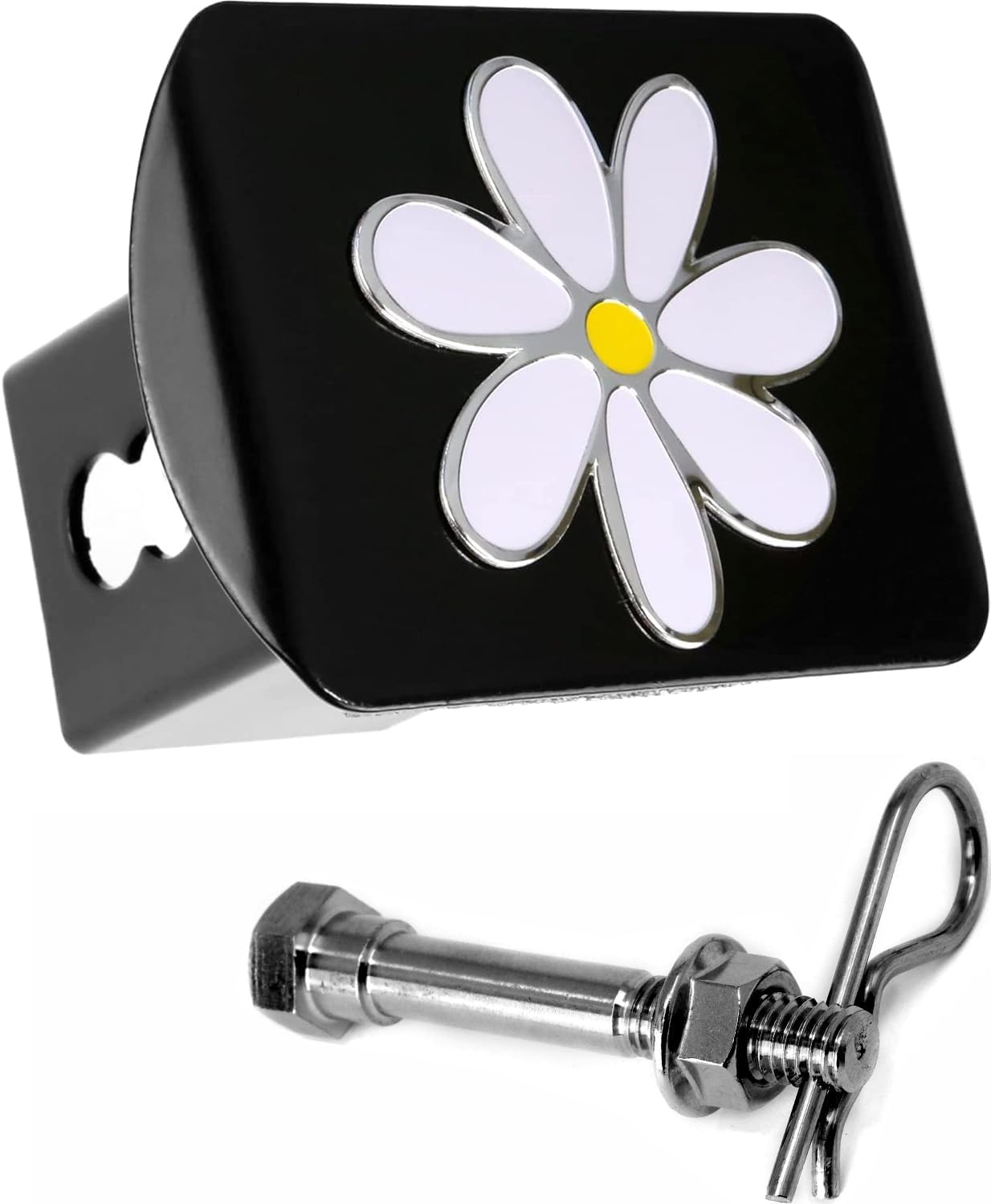 Plumeria Flower 3D Emblem Metal Trailer Hitch Cover Fits 2" Receivers