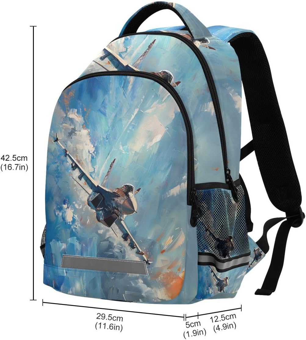 ALAZA Toddler Backpack School Girls Boys Bookbag Kids Children Bags Fighter Jet Painting Student Daypack Travel Teen - Image 3