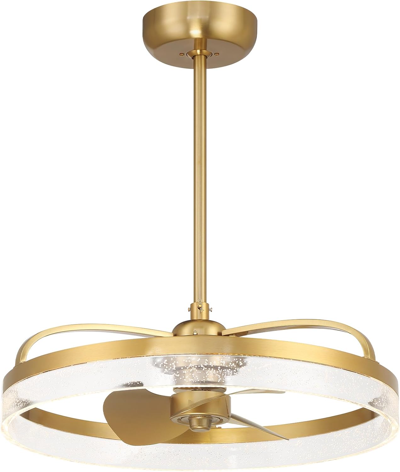 Savoy House 24-FD-845-322 Lyria Coastal Fandelier Acrylic/Metal Ring Chandelier Ceiling Fan with Light and Remote, Integrated LED 36 Watt, 10" H x 24" W, Warm Brass