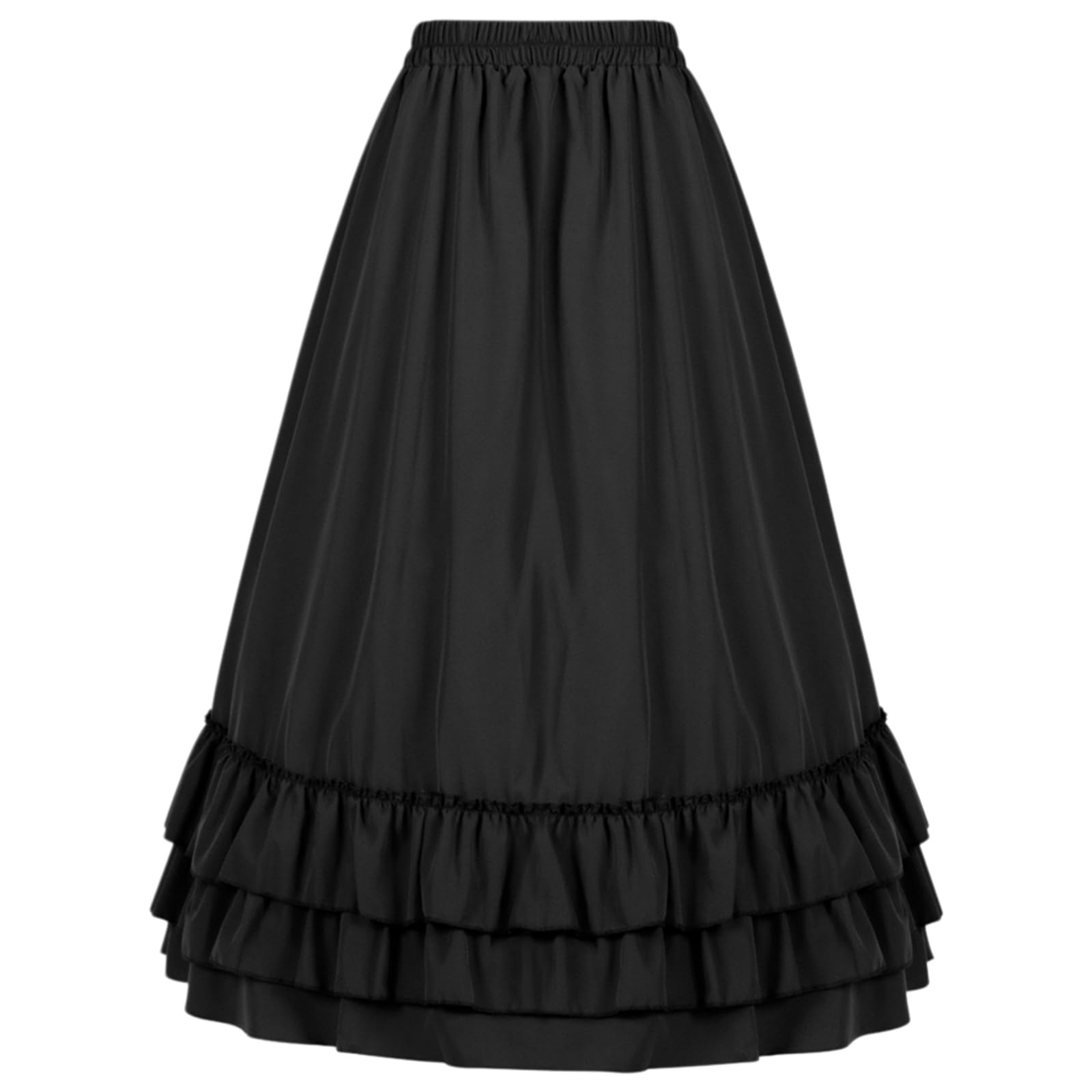 Minigonna Donna Vittoriano Gotico Maxi Gonna Marrone Cotone Asimmetrico Ruffle Hem Steampunk Stile Vintage Lunga-Army Green-XXL-China Mainland