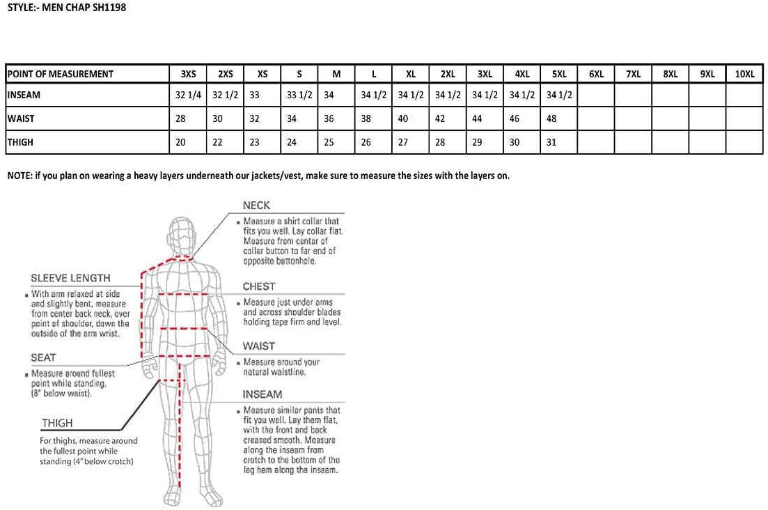 Milwaukee Leather Men's Adjustable Side Snap Beltless Chaps (4X-Large)