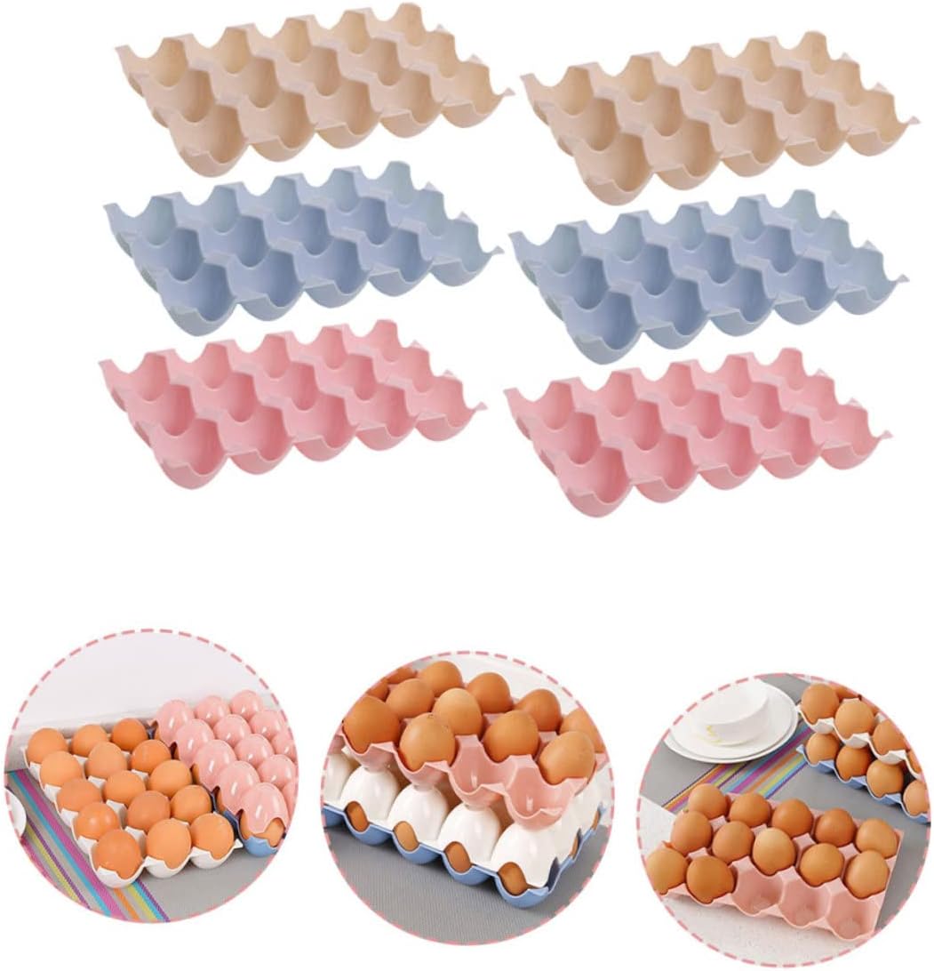 6pcs Egg Carton Egg Holder for Fridge Dispenser Container Easter Egg Holder Freezer Egg Container Plastic Containers Stackable Egg Tray Egg Display Stands Pp Box Anti-Collision