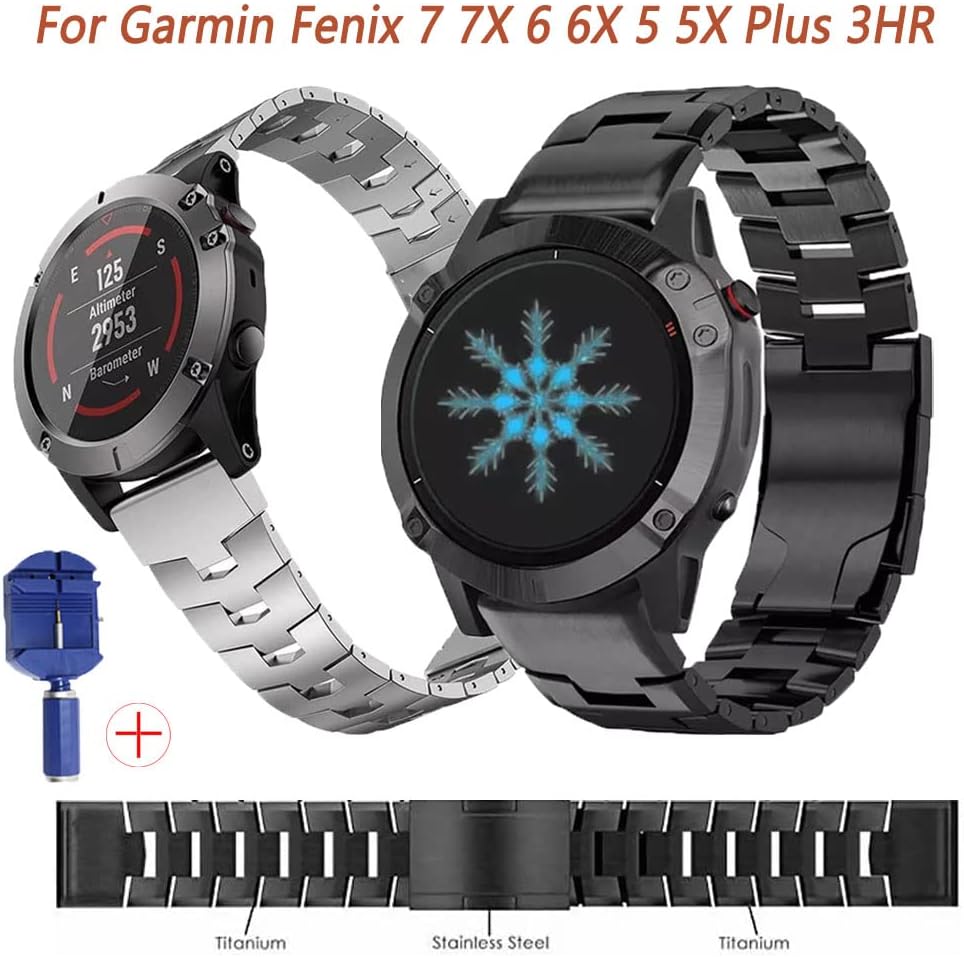 22 26mm Strap Titanium Alloy for 7 7X Epix 6X 6 Pro 5 5X Plus 3HR 935 Smart Watch Quick Release Wristband