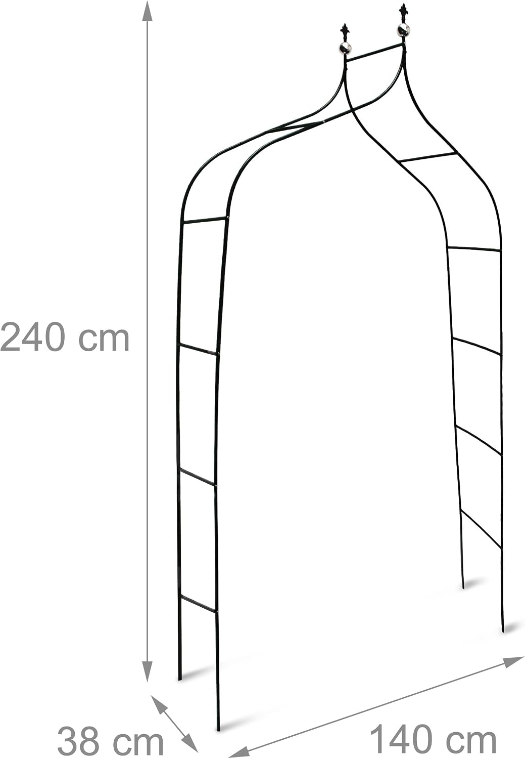 Relaxdays Arche de jardin décoration pour le jardin arche plantes grimpantes, métal, 2.4 m, Vert — vue 5