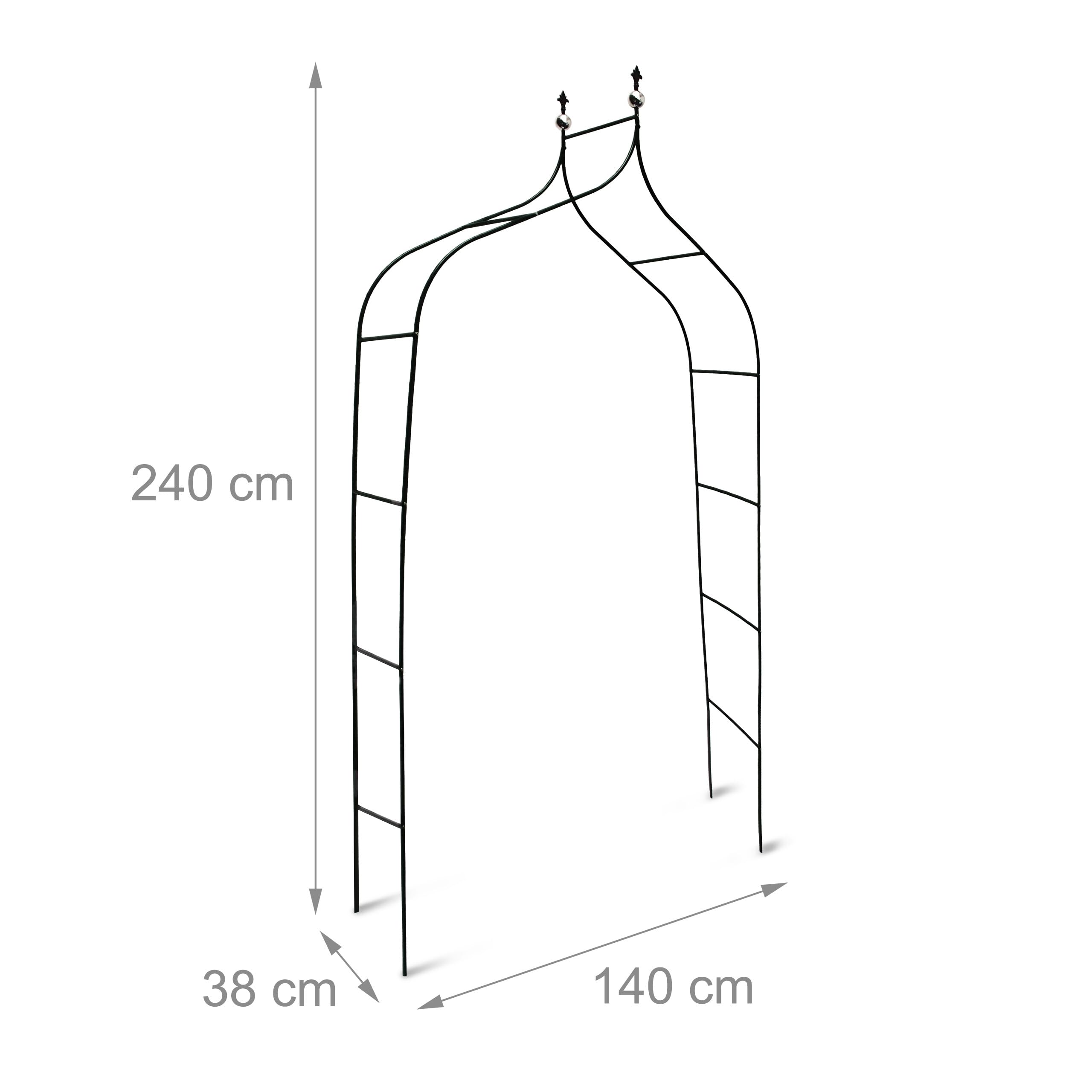 Relaxdays Arco da Giardino Decorazioni per Il Giardino Arco Piante Rampicanti, Metallo, 2.4 mt, Verde Scuro