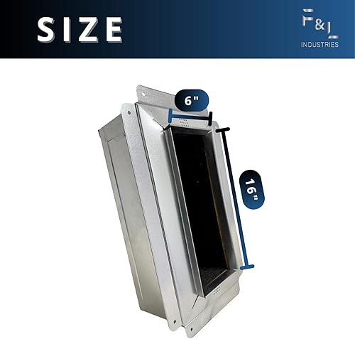 Miniatura 3 de Caja de registro de techo galvanizada aislada R6 - Conecta la ventilación de registro y el difusor, funda de conducto HVAC (acero galvanizado, 16 x