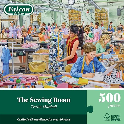 Falcon The Sewing Room, 500 Piece Jigsaw Puzzle for Adults - Beautifully Illustrated 500Pc Adult Jigsaws, Fun Present & Activity for Home, Puzzles for Rainy Days, Birthday Jumbo