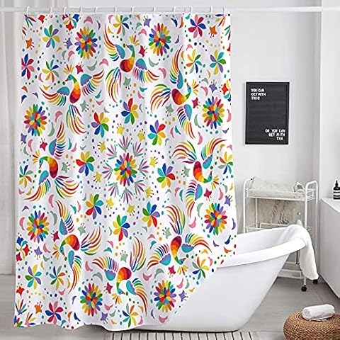 VEIVIAN Colourful Floral Shower Curtain Set Cover