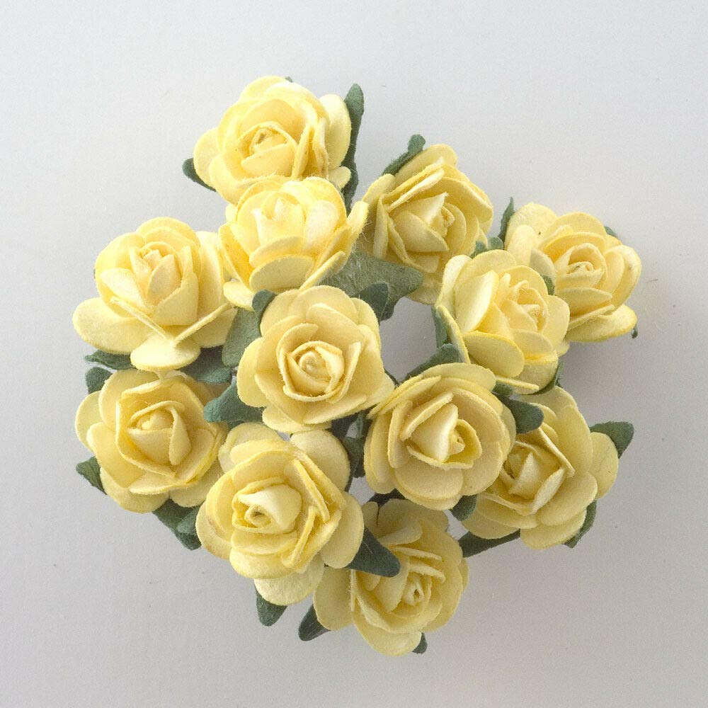 EliteKoopers 15mm Mulberry Paper Flower Rose For Craft Scrap Booking Wedding Bouquet (12Pcs) โ image 1