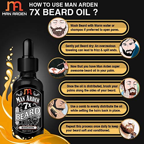 Image of Man Arden 7X Beard Oil 30ml (Mandarin) - 7 Premium Oils Supports Beard Growth & Nourishment