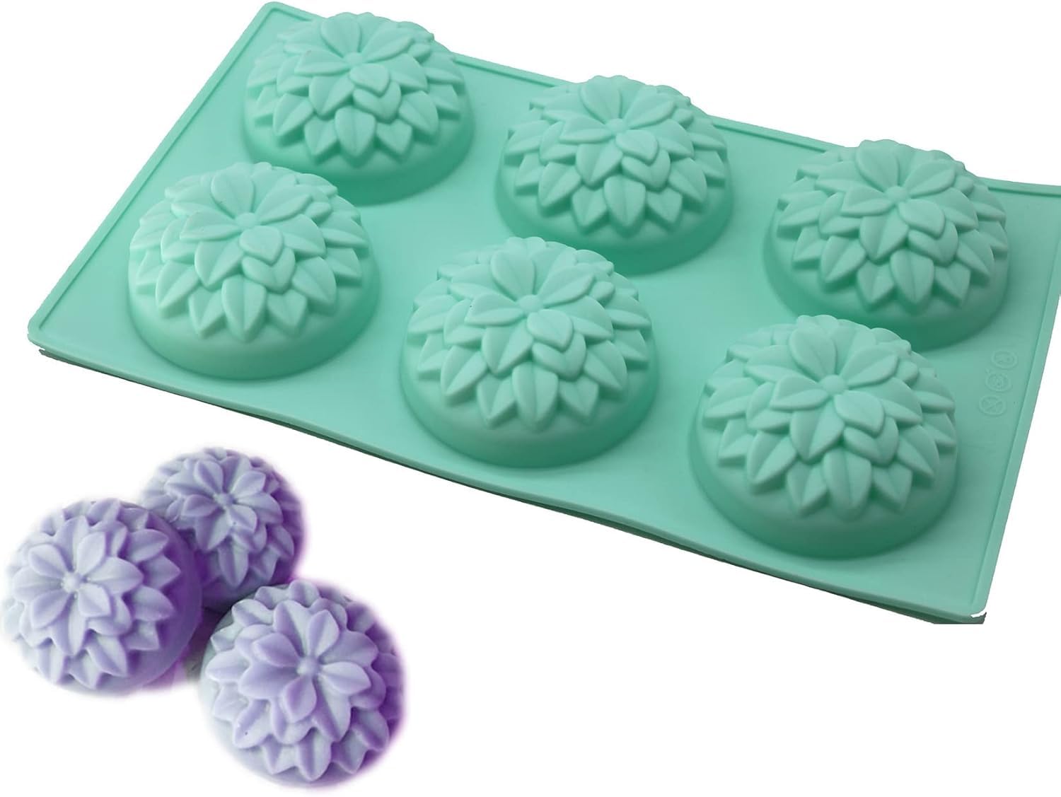 Skytail 6 Cavity Silicone Dahlia Flower Soap/Cake Mould Making Soap Shower Bath Bombs Candle Waxmelts Craft Baking Healthy Chocolate Cakes Muffin Bread Loaf Dessert Pudding Jello Cupcake Mousse-image-25