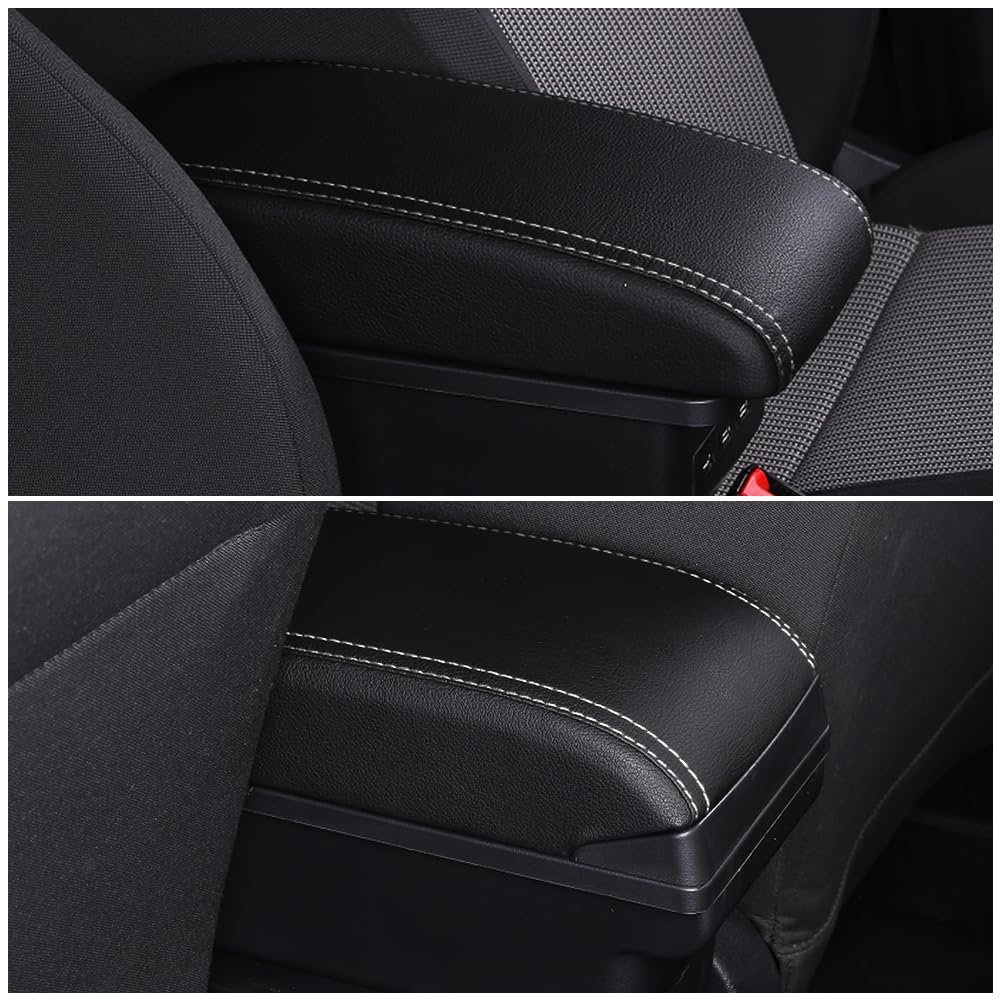 Autozubehor Armlehne für Golf 6 Armlehnen Scirocco Sagitar VW Golf 6 Golf 5 Mk6 MK5 Jetta 5 Armlehnen Zweilagige Armlehne Armauflage Leder mit weißen Linien