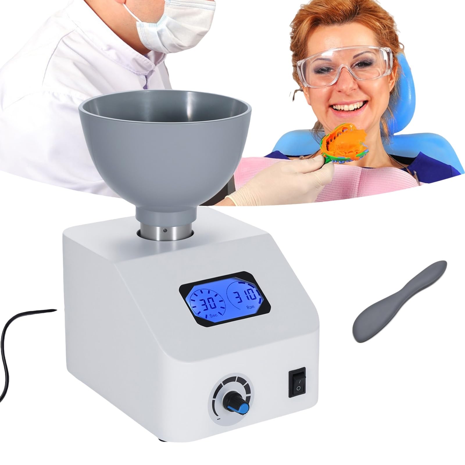 Miscelatore elettrico for gesso, miscelatore for materiale da impronta in alginato da 48 W, regolabile a 6 velocità, capacità 100-700 ml, for miscelare materiali dentali