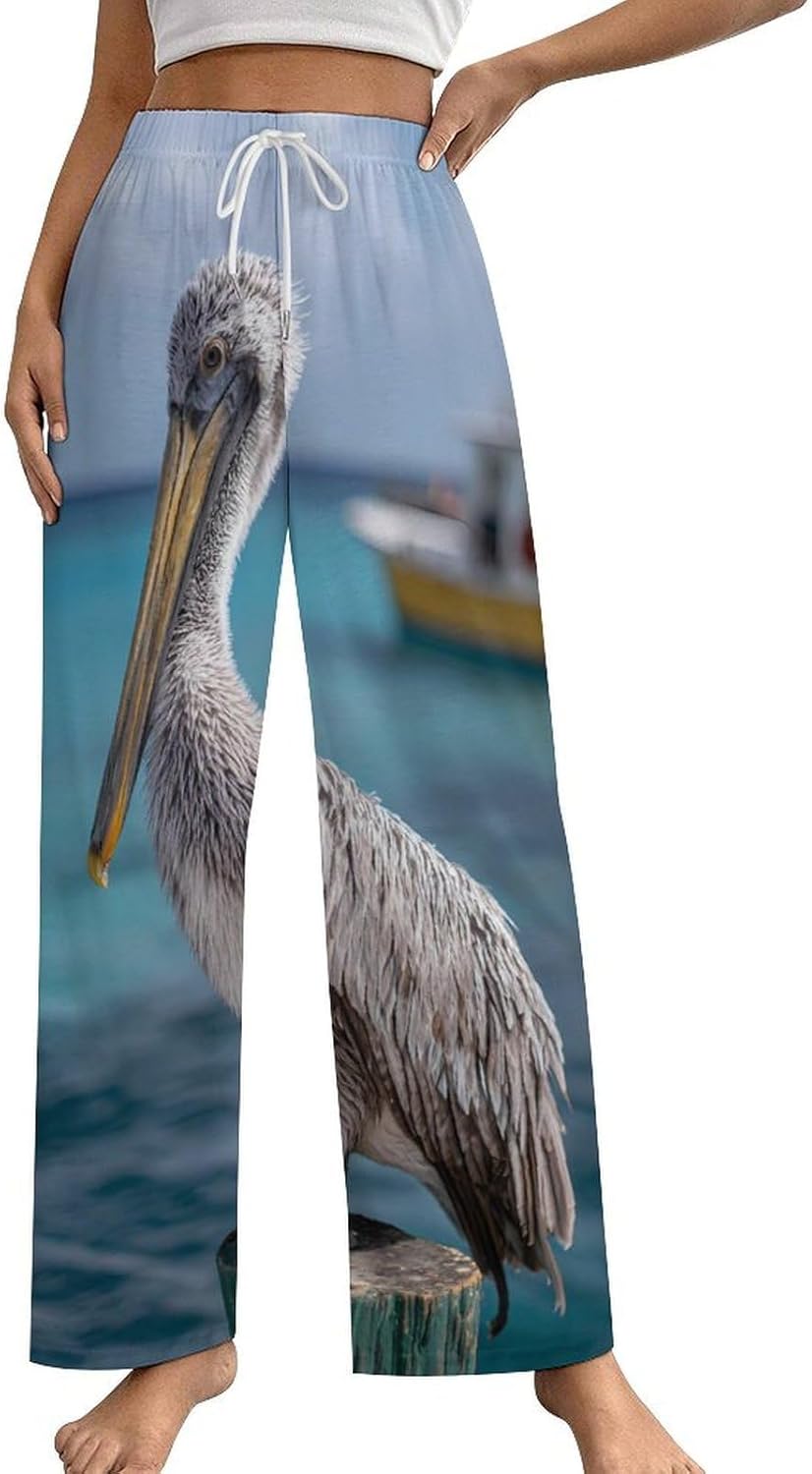 Pelican And Boat Novelty Women's Pajama Pants Soft Comfy Loose Lounge Pjs Bottoms Sleepwear