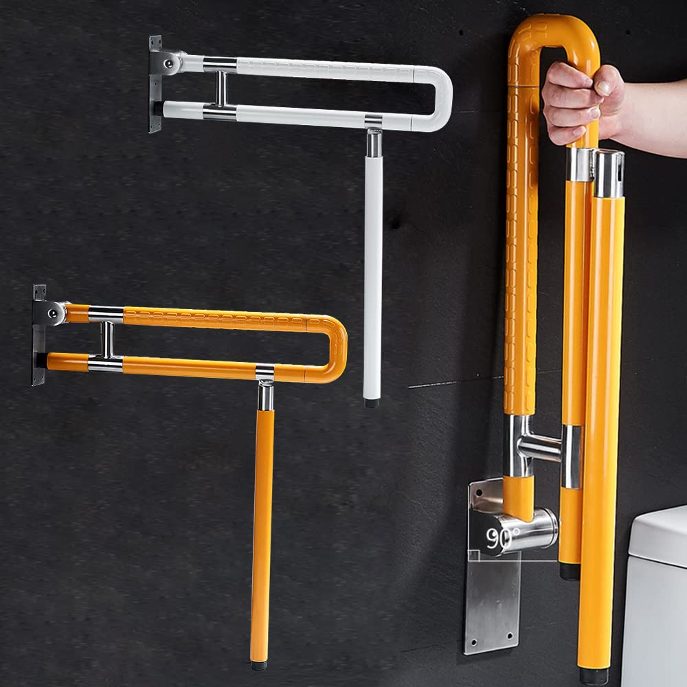 Barras de agarre para el baño, soporte de pared, ayuda de apoyo, aseo, aseo, aseo, seguridad, antideslizante, montaje en pared (60 cm, blanco)