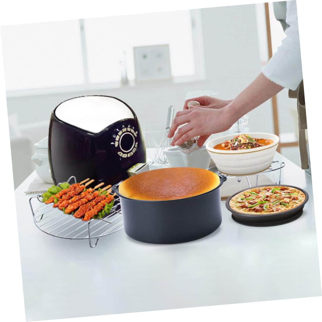 Air Fryer Baking Rack Steel Steam Basket Tray Non-stick Coating Oven Cooking Accessory Set