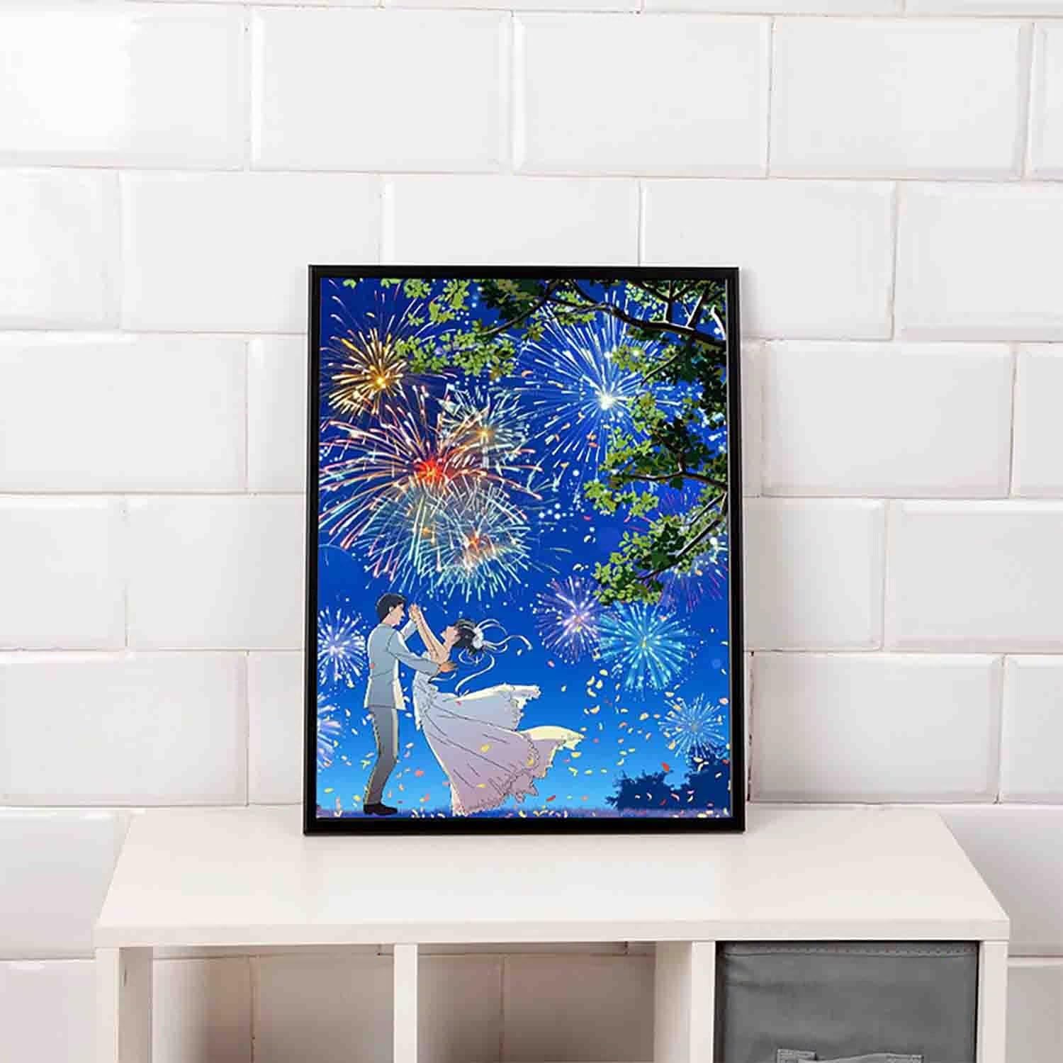 Amazon | 数字油绘 花火 Paint by Numbers 木 手塗り DIY大人用 初心者